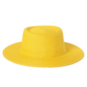 Summer Sun Straw Hats for Women Men Casual Grass Flat Top Beach Panama Cap Fashion Boater Dome Concave-convex Caps