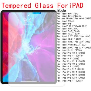 9h 0.33mm Temped Glass Screen Protector for iPad Pro 12.9 2021 Mini 1 2 3 4 5 7.9inch 6 8.3 iPad 2 3 4 5 6 7 8 9.7 10.2 Air 1 2 3 4 10.5 10.8 10.9 iPadpro 11 20 22 22 22