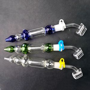 Rökande handledningar borosilikat Nector Collector Mini Glass Bong 10 14mm fog med Titanium Quartz Ceramic Nail Oil Burner Dab Rigs Small Water Pipe NC Kits NC20