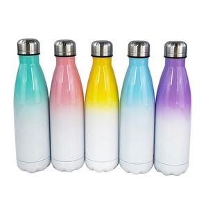 Bottiglia di cola a sublimazione da 17 once Colori sfumati con rivestimento che cambia colore Tazze di cola Bottiglie di acqua potabile in acciaio inossidabile da 500 ml SN4482