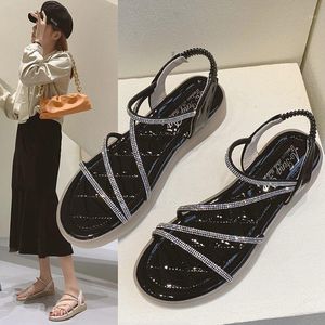 Sandals 2022 Women Summer Flat Bling Slippers Transparent Soft Jelly Shoes Female Flip Flops Outdoor Beach Y104