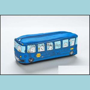 Torby na ołówki Przypadki Biurowe Przybory szkolne Biznes Przemysłowe 5 szt. Przypadku dla dzieci Cartoon Bus Car Stationery Bag Cute Animals Canvas For Boy