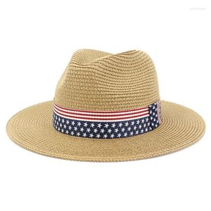 Szerokie brzegowe czapki Summer Unisex Wstążka Słońca Hat Casual Vacation Panama Topper Straw Women Beach Jazz Mężczyźni Składany chapau elob22