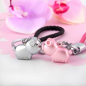 Keychains Milesi - Märke 3D Kiss Pig Key Chain Keychain Ring for Women Novely Souvenir Pendant Par Lovers Trinket Love Me