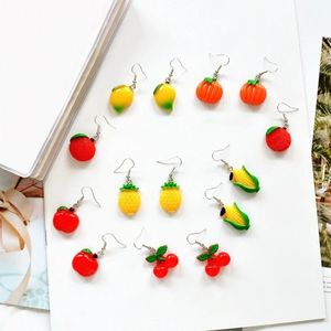 Fashion Artificial Fruit Dangle Earrings Women Girls Summer Cute Simulation Fruit Cherry Apple Mango Earring Gifts