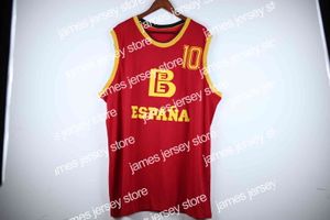 Neue REAL PICTURES Fernando Martin #10 Team Spanien Espana baloncesto Rotes Retro-Basketballtrikot für Herren, genähte Trikots mit beliebiger Nummer und Namen