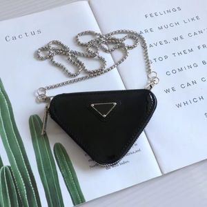 Fashion Designer Triangle Cross Body Bags Handbags Clutch Lady Coin Purse Shoulder Headphone Bag For Women Classic Chains Purse Glossy Patent Leather Handbag