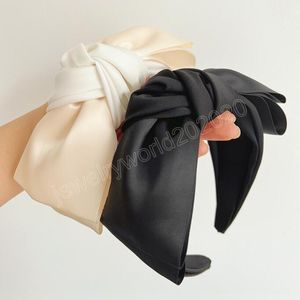 Mode Frauen Stirnband über Seite Big Bowknot Haarband Schwarz Weiß Kopfbedeckung Erwachsene Top Qualität Turban Haar Zubehör