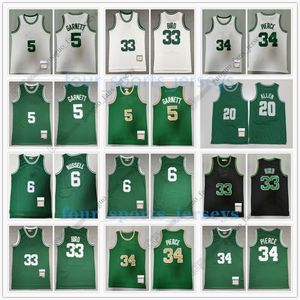 Jerseys de basquete retrô Garnett 5 Kevin Russell 6 Bill Allen 20 Ray Bird 33 Larry Pierce 34 Paul Green Men Women Kids Kids