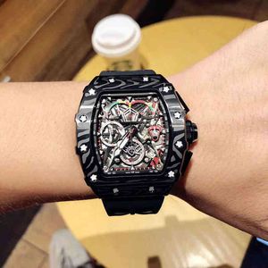 Datum Richamill Luxury Watch Mens Watch Wristwatch Wine Barrel RMS50-03 Series multifunktionell automatisk mekanisk kolfibe H2HC