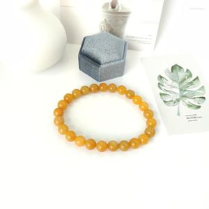 Pärlsträngar mode av hög kvalitet gyllene jade pärlor buddha armband naturlig sten runda elasticitet rep män kvinnor armband trum22