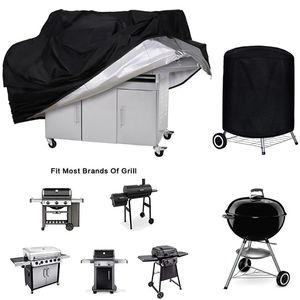 BBQ Cover Outdoor Dust Waterproof Weber Heavy Duty Grill Rain Protective outdoor Barbecue cover round bbq grill black 220510