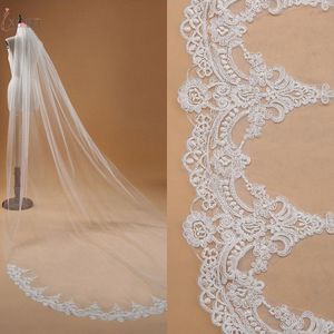 US Stocked White/Ivory Voile Mariage 3m Long 1 Layer Wedding Veil With Comb Lace Edge Cathedral Length Bridal Veil Wedding Accessories Veu de Novia CPA910