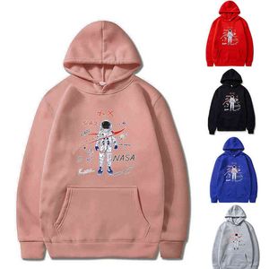 Moda nasa mektup baskı kapüşonlu sweatshirt erkek ve kadınlar uzun kollu sokak kıyafeti gevşek kazak 9 renk üstleri sıradan giyim y220615