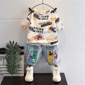 Çocuklar Giyim Boys Yaz Baskı Moda Kısa Kollu Sıradan Erkek Bebek Giysileri Set Toddler Karikatür Sevimli Takım Çocuk 220620