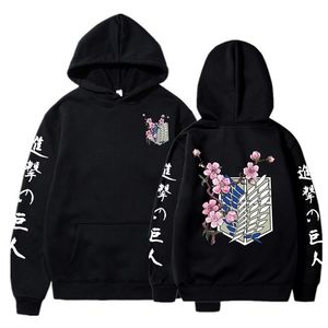 Japońskie z kapturem z anime graficzne bluzy Atak na bluza Titan Pullover Unisex Male 220815