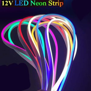 Strips Waterproof Neon Led Strip Light 12V Warm White Red Green Blue Yellow Pink Cutable Lamps DIY 1m/2m/3m/4m/5m Room DecorLED
