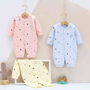 Günstige weiche Babyspielanzug Volle Hülse Babykleidung Einteilige Herbst Unisex Babykleidung Mädchen und Jungen Overalls G220521