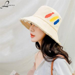 Lanxxy Women Fishing Hat Gorros Fashion Graffiti Bucket Summer Caps Castary Cotton Hats Wide Brim Delm22