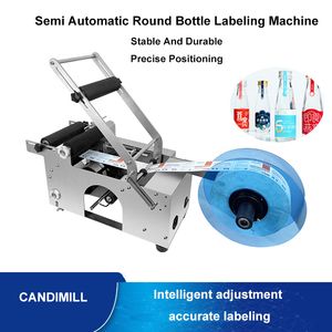 Máquinas de vedação Aplicador de etiqueta semi -automática com impressão de data Round Bottleing Machine Machine Auto -adesivo Distribuidor