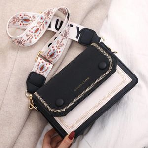 Cross Body Nubuck PU Кожаные лоскутные пакеты для женщин для женщин винтажный повседневное широкое ремешок маленькие мешки с поперечным телом дизайнер роскошные сумочки дизайнер