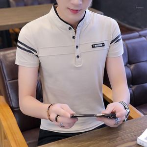 Men's T-Shirts T Shirt 2022 Short Sleeve Mandarin Collar T-Shirt Tops & Tees Male Tshirts Men Clothing Black White M-3XL XXXL