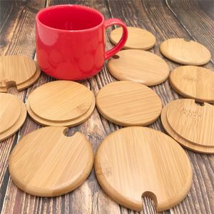 Bamboo Jar Tumbler Lid Cup Cap Mug Cover Drinkware Top Side Opening Straw/Spoon Mold-free Dia 82/70mm 86/74mm 90/78mm 94/82mm