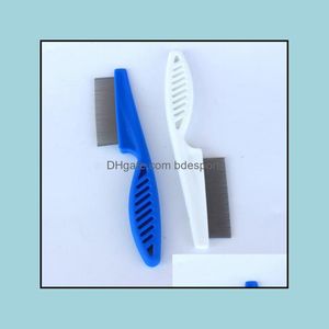 Cat Dog Beauty Tools Metal Nit Head Hair Pet Lice Comb Fine Toothed Flea Flee Handle Rh0741 Drop Delivery 2021 Grooming Supplies Home Gard