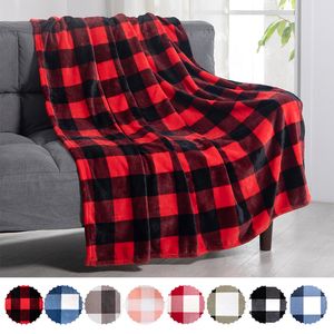 Super Soft Coral Fleece Flannel Fabric Blanket Plaid Cover Velvet Plaid Pattern Checkered Throw Lightweight Blanket Mult size 201113