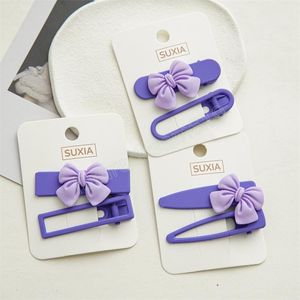 Purple Square Triangle Ellipse Bow-tie Shaped Barrettes Children Women 2 Pieces Hollow Out Steel Hair Clips European Headdress Ponytail Scrunchies Edge Hairpins