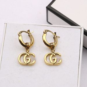 Simple18k Gold Plated Silver Luxury Brand Designers Double Letters G Stud Geometric Famous Women Crystal Rhinestone Pearl Earring Wedding Party Jewerlry