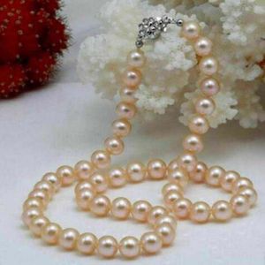 جميلة 8-9 ملم الوردي Akoya Natural Pearl Necklace 18 