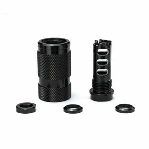 Upgrade 3rd Tactical Accessories Stainless Steel Muzzle Brake 1 2-28RH to 13 16-16 Outer Sleeve With Aluminum Crush Washer Jam Nut for 9mm 5.56 .22LR .223