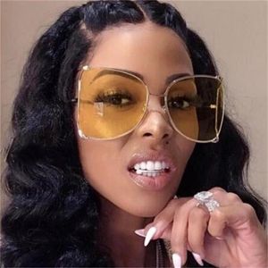 Sonnenbrille übergroße quadratische Frauen Designer Perle Vintage Sonnenbrille Großer brauner Sonnenbrillen UV400Sungglasssesunglasses