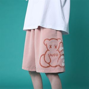 Shorts Bear Print Cotton Joggers för kvinnor Summer High midja breda ben Sweatpants Harajuku Sport Running Loose 220629
