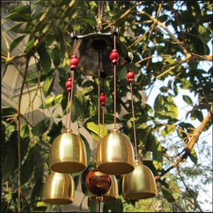 Objetos decorativos Figuras de 62 cm de cobre 5 sinos Pentágono Pavilion Moeda Desewing Home Yard Garden Feng Shui Wind Chimes Friend GiftDecorati