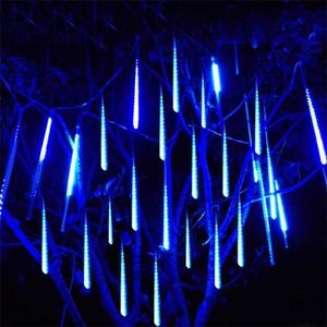 LED Meteor Duş Peri Işık Dize Işıkları 30 cm 8 adet Noel Işıkları Açık Su Geçirmez Dize Düğün Bahçe Dekorasyon 220408