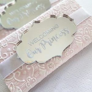 48st Personaliserade chokladkakor gynnar silverguldspegel baby shower dekor baby dop favorit dekorationer bröllop favorit taggar 20113030