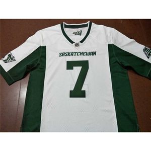 UF Chen37 Custom Men Men Saskatchewan Roughrider Cody Fajardo #7 полная вышиваемая колледж или любое имя или номер трикотажа