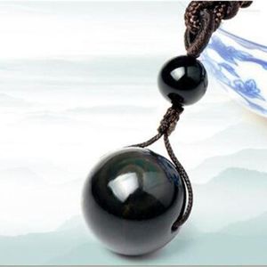 Pendant Necklaces 100% Natural Obsidian Transshipment Beads Jewelry Men And Women's Fine PendantPendant Heal22