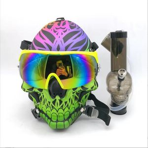 Schädeltyp Shisha Silikon Gasmaske Bong mit Acrylpfeife Wasser Raucherzubehör Bubbler Tabak Shisha Bohrinseln Mehrere Farben