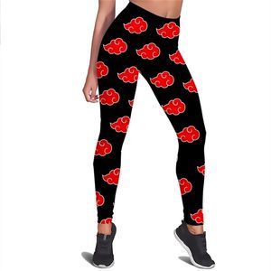 Mulheres legging akatsuki nuvem vermelha padrão impresso cintura alta elasticidade legging feminino para fitness indoor push up calças w220616
