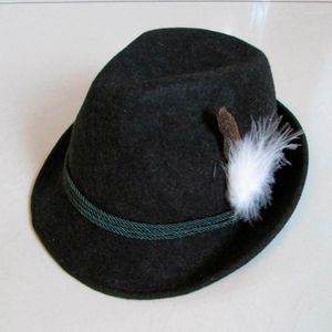 Boinas lihua marca masculina lã de lã Felta de chapéu largo larga chapéus fedora preto /vermelho /marrom cor com penas wend22