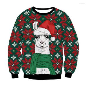 Męskie swetry kobiety mężczyzna brzydki świąteczne 3d alpaki drukowane kreskówkowe zwierzę Zakona bluzy wakacyjnie rok Wesołych Topsmen's beu22