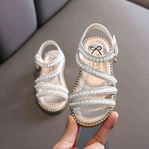 Сандалии девочек Summer Fashion Kids Дети девочки Blining Afinestone Princess одинокие сандалии для обуви маленькой большой девочки G220418