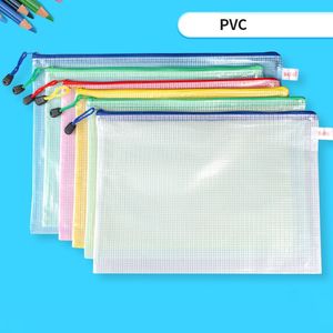 File Bag Waterproof Plastic Zipper Stationery Pencil Storage Bags Student School Office Supplies A4 Size DH8876