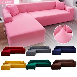 Wholesale pink chairs covers resale online - Chair Covers Elastic Pink Solid L Shape Protection Chaise Cover Lounge Sofa For Living Room Single PlaceChair ChairChair