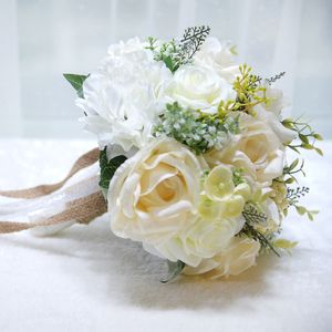 Naturalny bukiet Ramos de novia Wedding Flowers Peony Silk Eco Flowers Bridesmaid Bukiets Ivory Wedding Bouquet