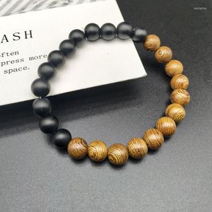 Fili di perline 8mm Perline di legno naturale Braccialetti Uomo Nero Etnico Meditazione Bracciale bianco Donna Preghiera Gioielli Yoga Homme Kent22