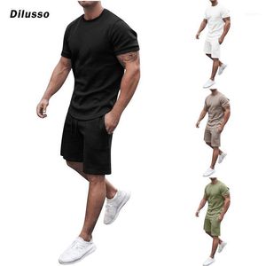 Męskie Zestawy Męskie 2 Sztuka Strój Jogger Set Solid Sufity Casual Shorts Lato Moda Odzież męska Krótkie Dresy Dresy